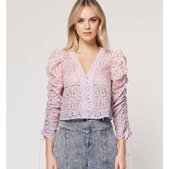 Elliatt Tops - Elliatt Fiesta Eyelet Top in Lilac Ombre - S